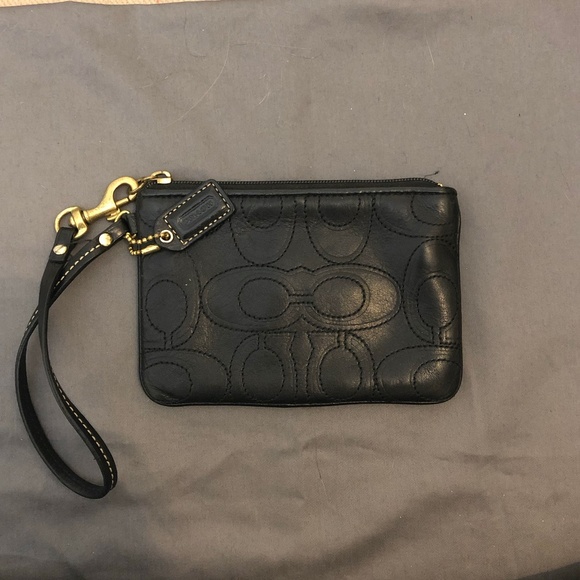 Coach Logo Leather Wristlet - Picture 1 of 3